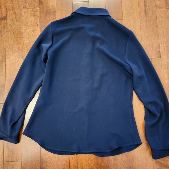 Anne Fontaine women's navy blue long sleeve button up blouse in size 40 - Picture 3 of 11